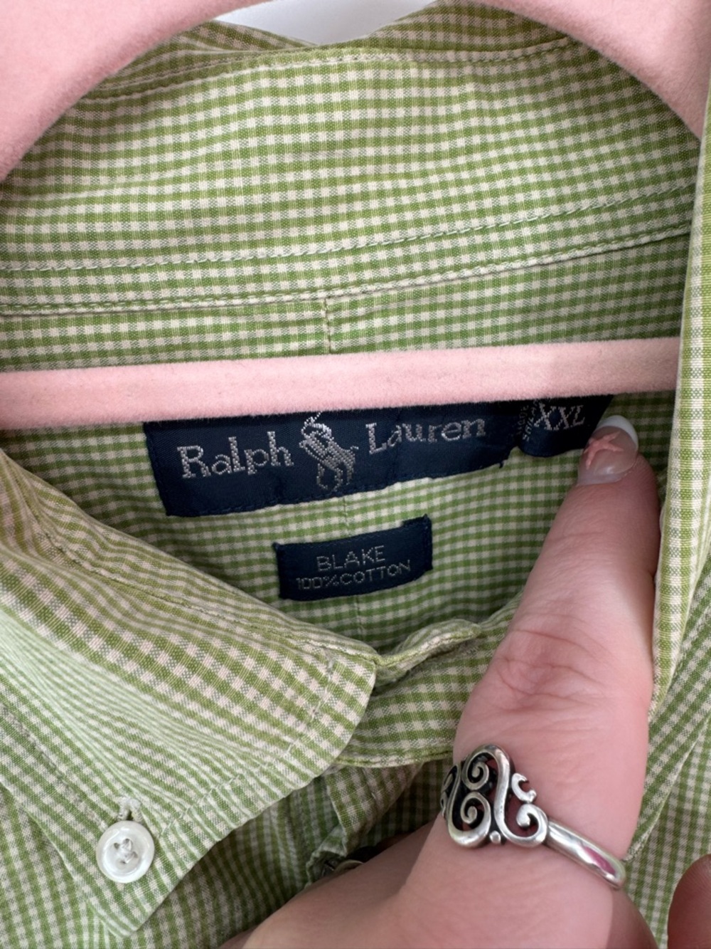 Ralph Lauren Men's Green Micro-Check Blake Button-Down Shirt 100% Cotton XXL - Picture 6 of 7